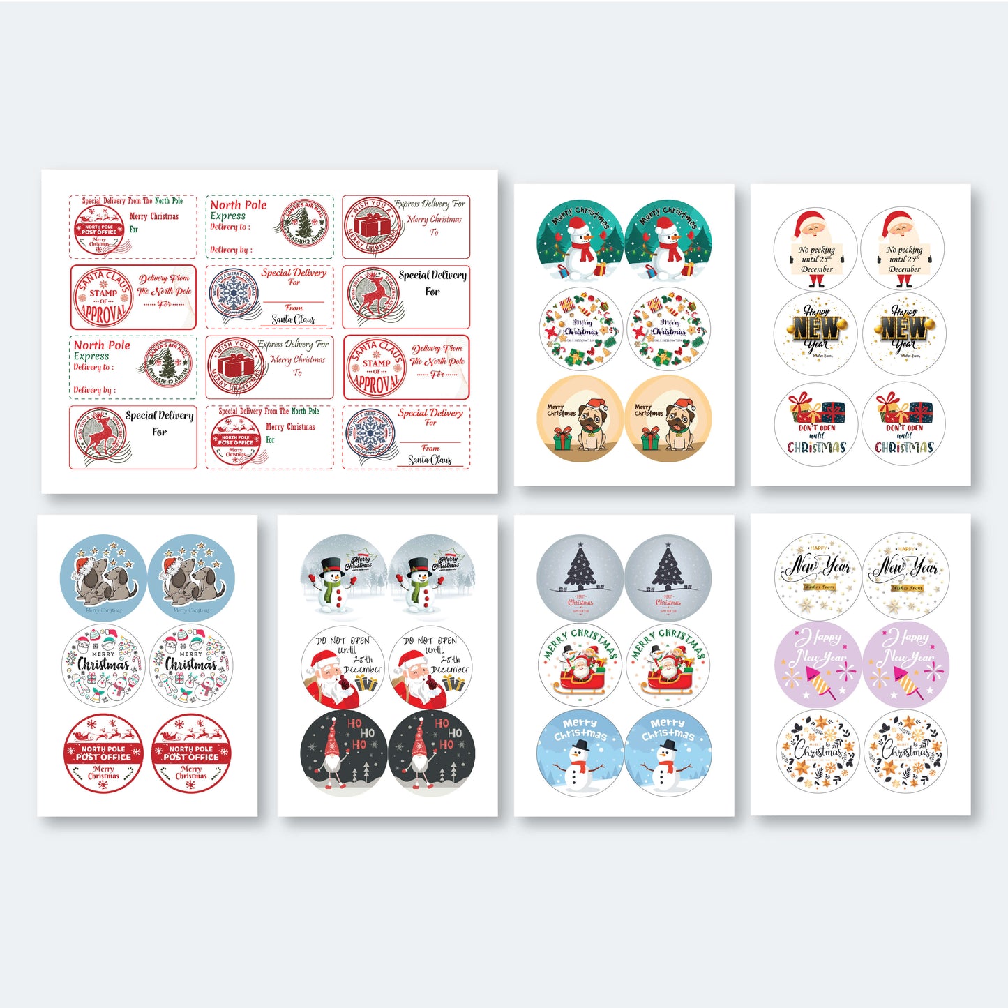 Festive Free Gift Labels for Christmas - 48 Stickers