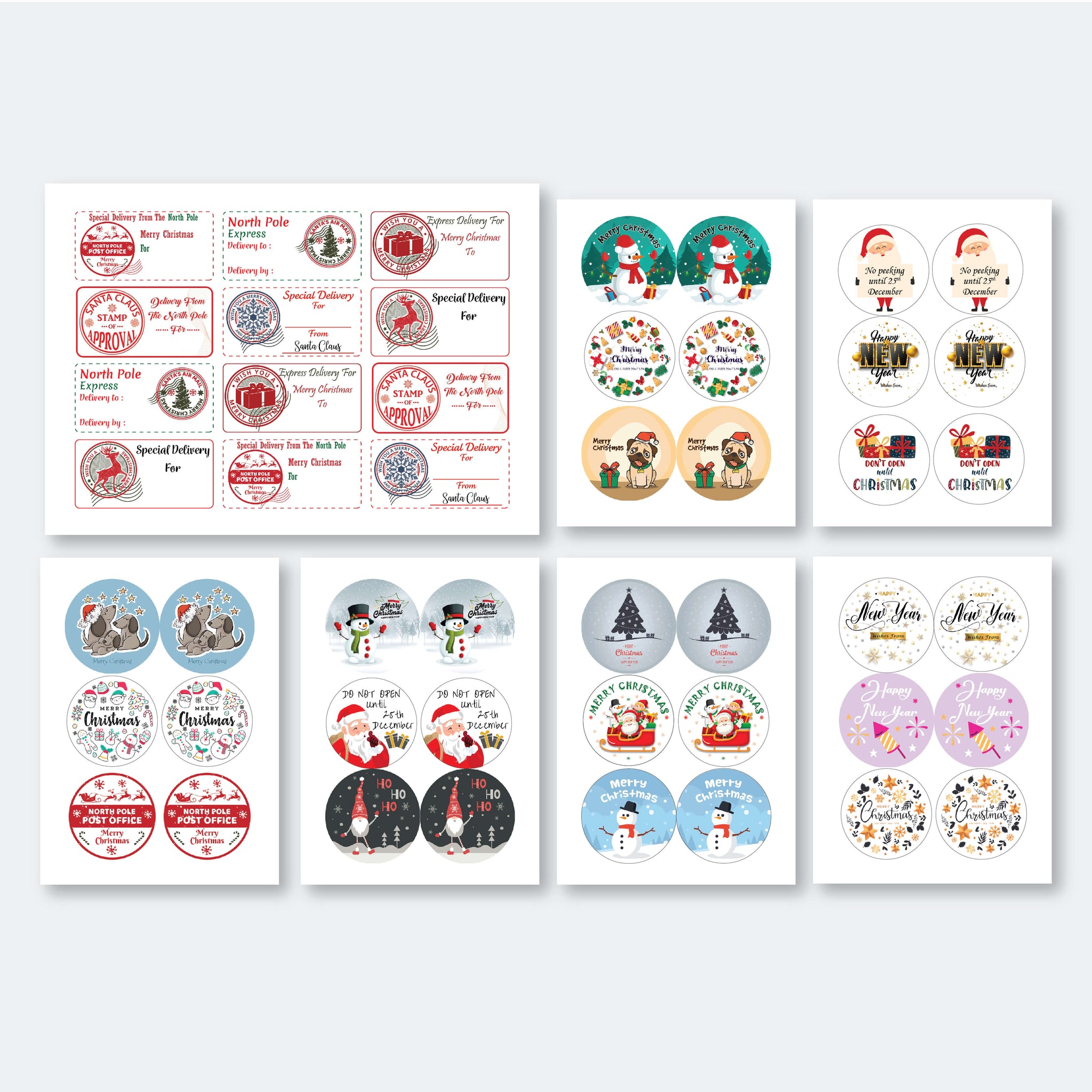 Festive Free Gift Labels for Christmas - 48 Stickers