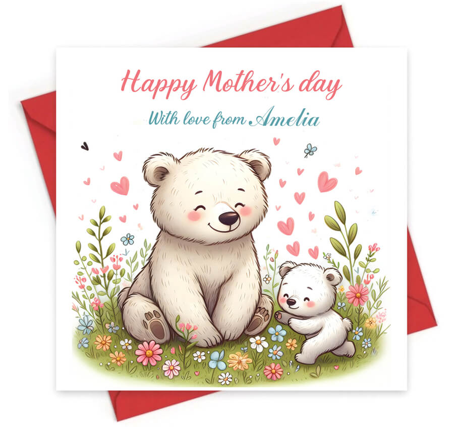 mothers day card mama bear personalised design