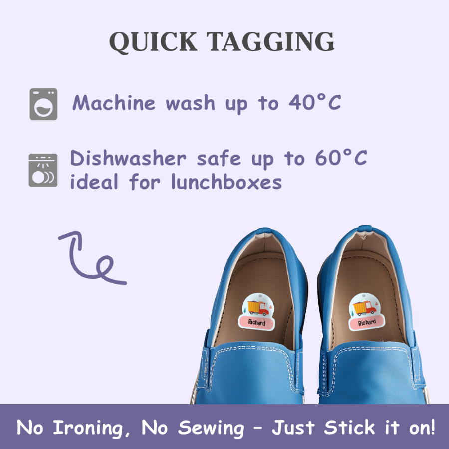 Reusable Waterproof Name Stickers for Clothes & School Items