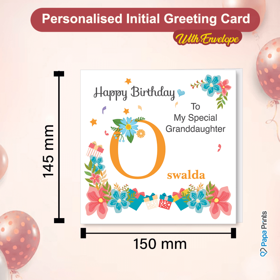 Personalised Initial Birthday Cards with Envelopes (A-Z)