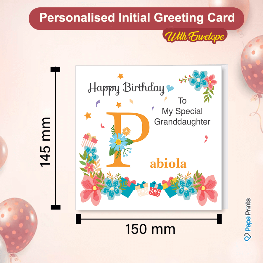 Personalised Initial Birthday Cards with Envelopes (A-Z)