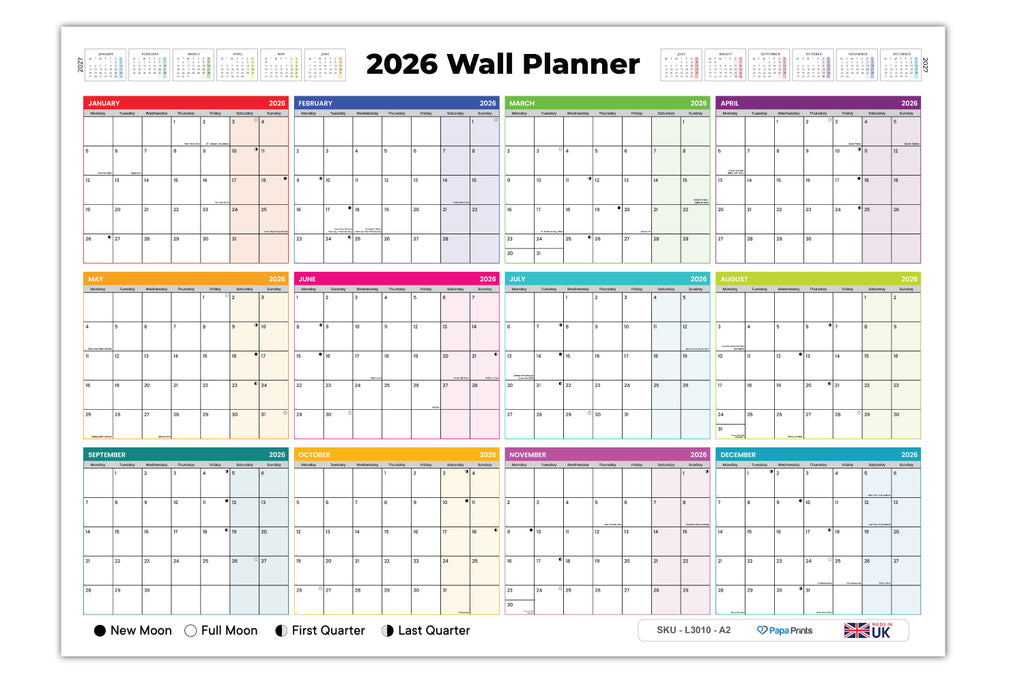 Wall Planner 2026 - A2 - Multicolour Boxes