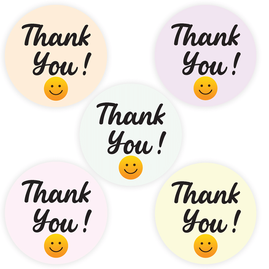Thank You with Smiley & Heart Sticker