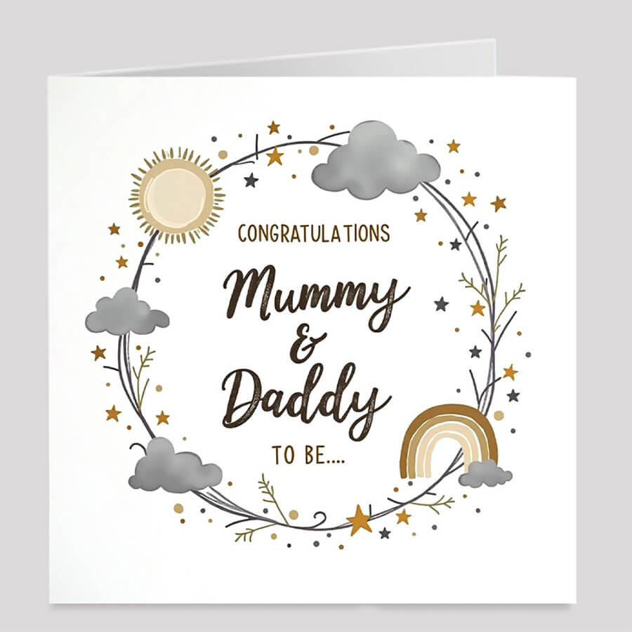 Congratulations card for mummy and daddy to be with pastel design