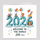 New baby boy card with welcome to the world message