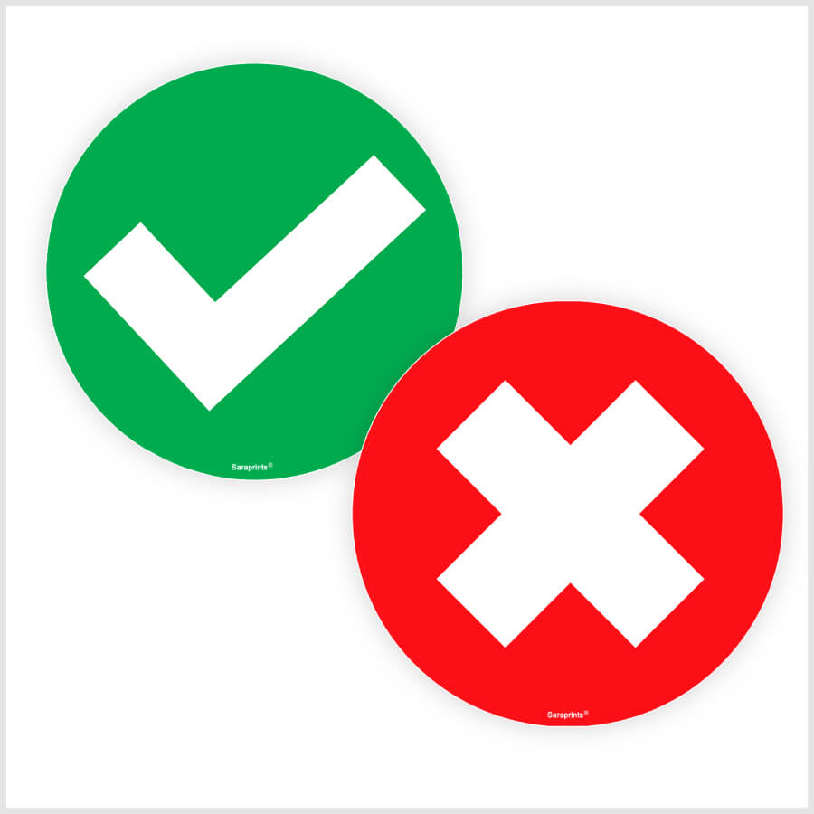 Red Cross & Green Tick Sign Sticker