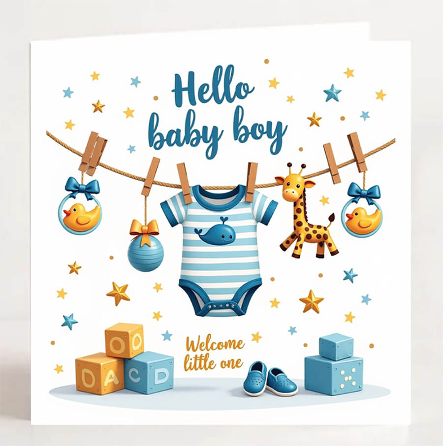 Hello baby boy card