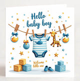 Hello baby boy card