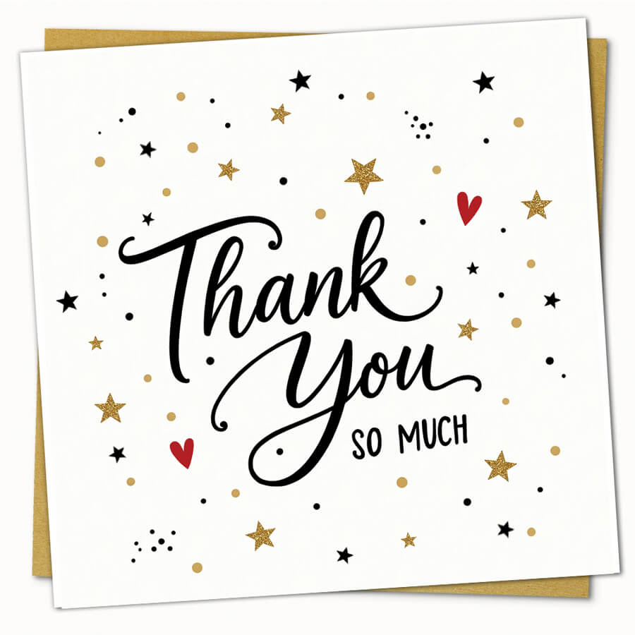 Thank You So Much Card with Envelope Elegant Design