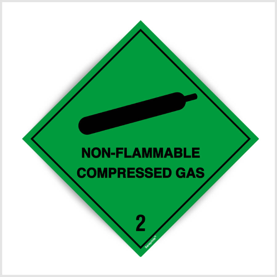 Green Non Flammable Compressed Gas Sign Sticker
