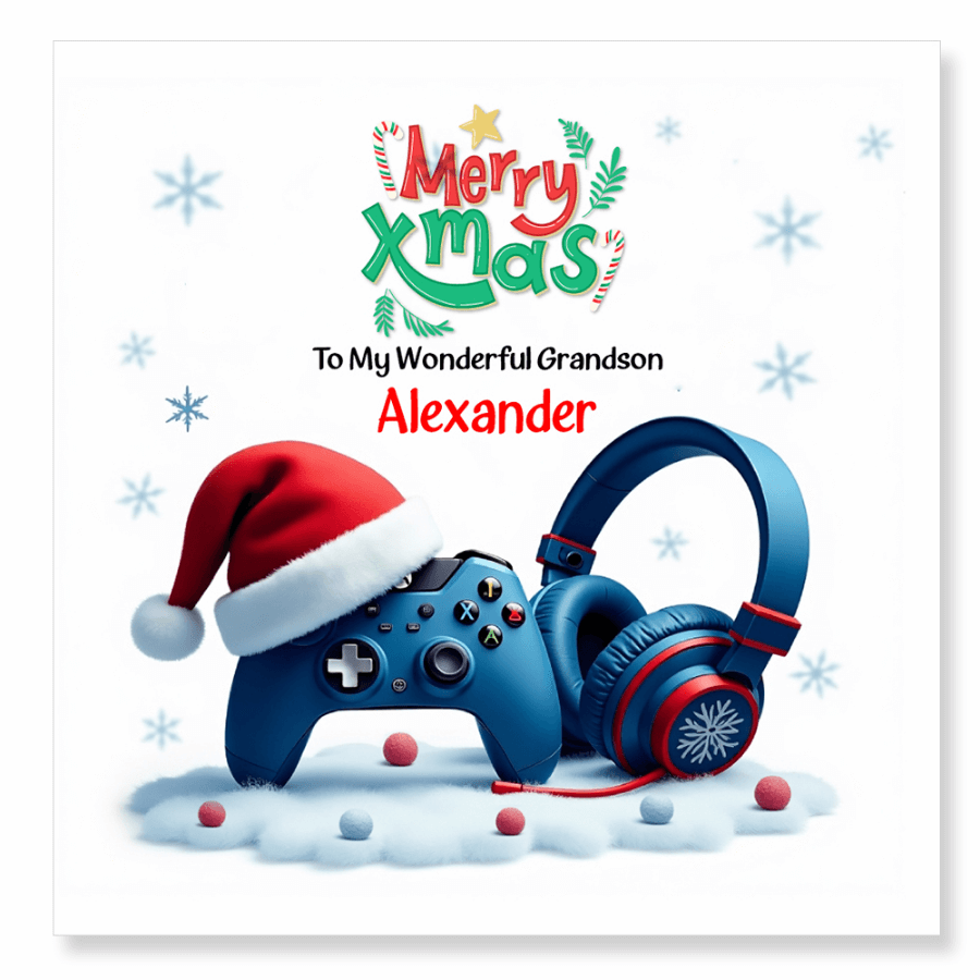 gamer themed christmas card