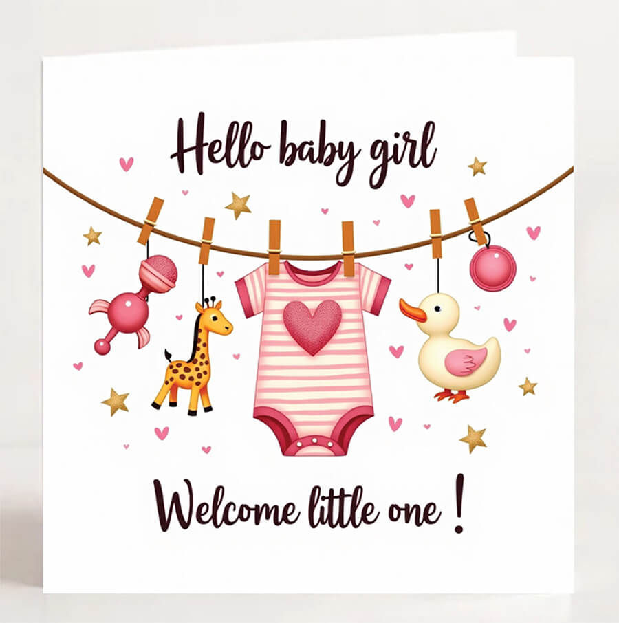 welcome little one baby girl card