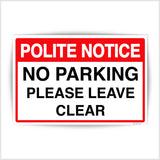 Polite Notice No Parking Sticker