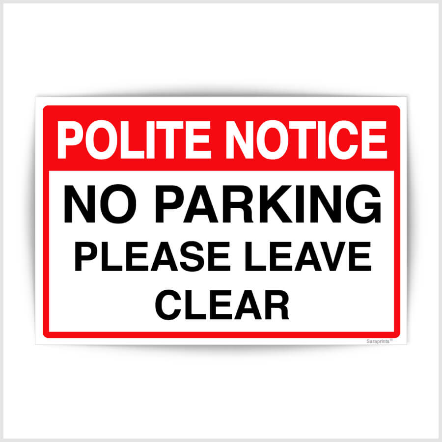 Polite Notice No Parking Sticker
