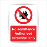 No Admittance Authorized Personnel Only Sign Sticker