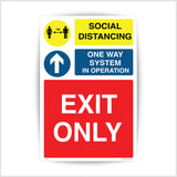 Social Distancing One Way System In Operation Exit Only Sign Sticker