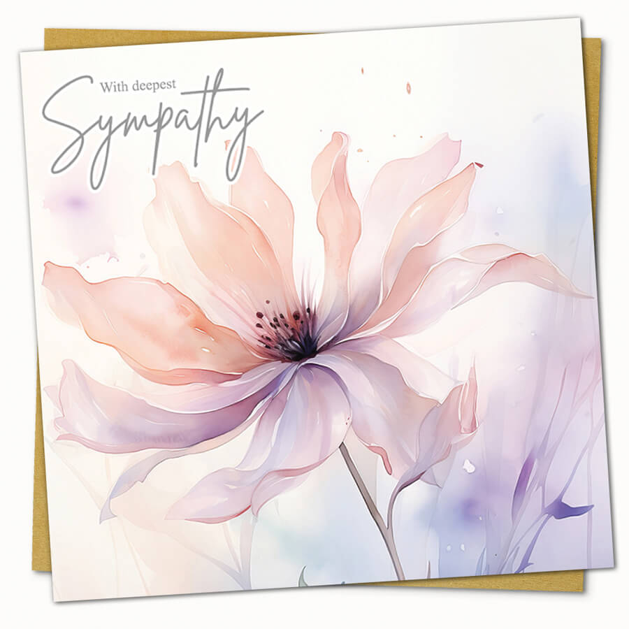 Deepest Sympathy Greeting Card with Pink Floral Design