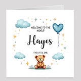 personalised baby boy teddy card