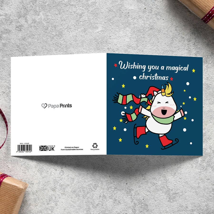 Whimsical unicorn holiday cards