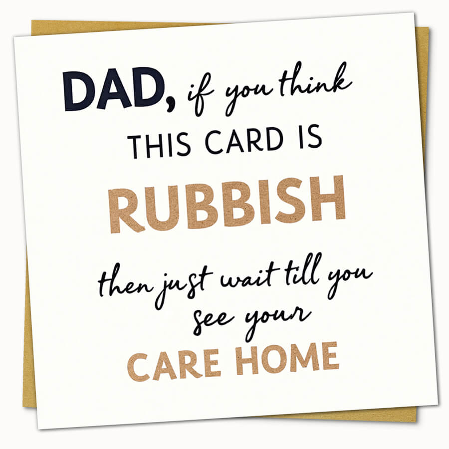 Personalised funny Father’s Day card for dad with rubbish joke design and envelope