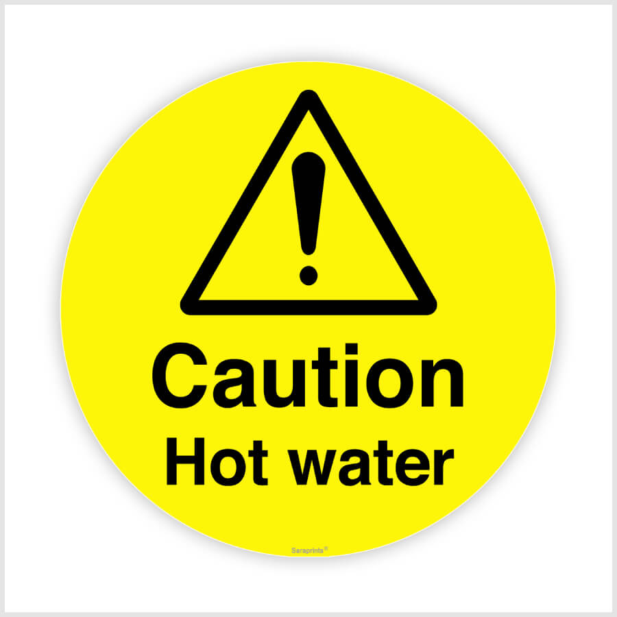 Caution Sign For Hot Water Sticker
