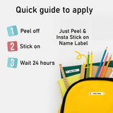 Pack of 60 durable name stickers – ideal for school uniforms, water bottles, and personal items