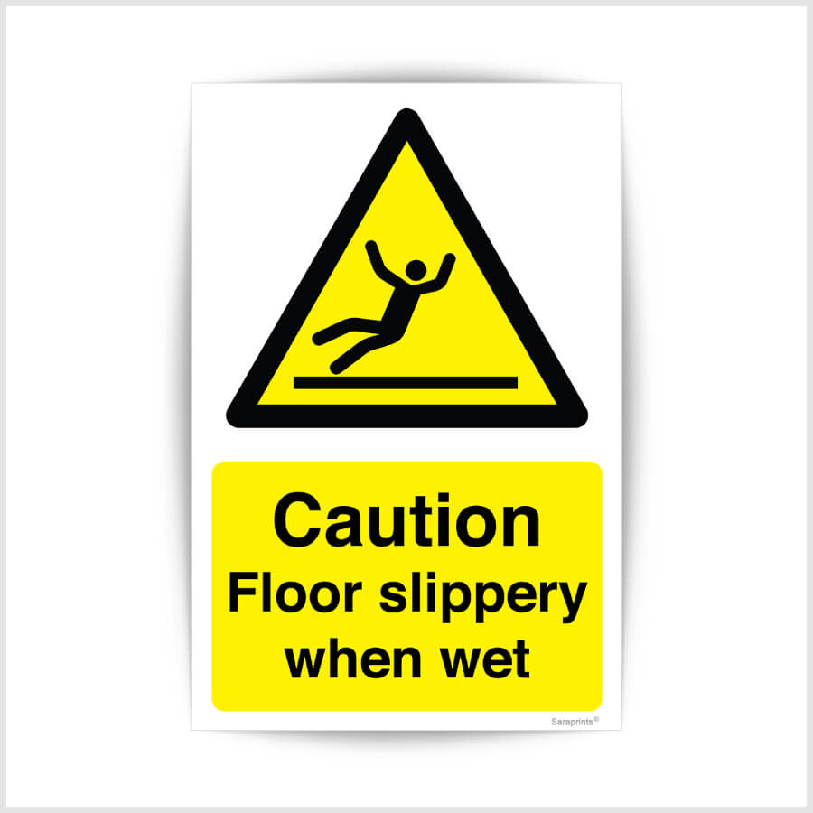 Caution Floor Slippery When Wet Sign Sticker
