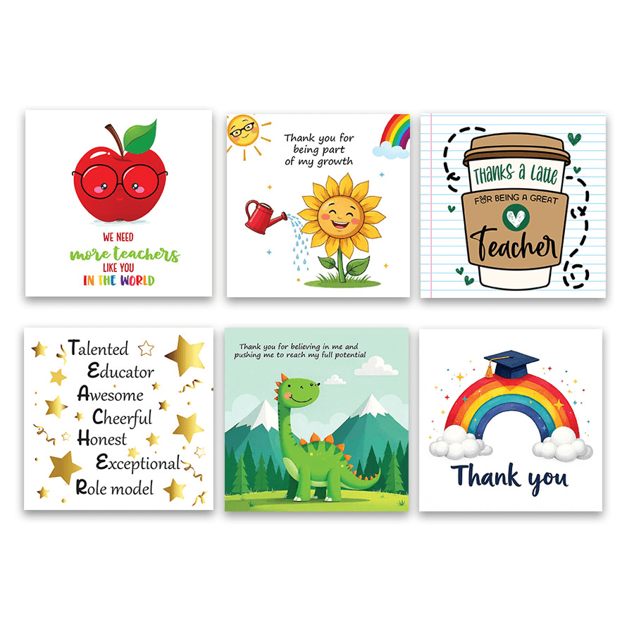 thank you teacher cards pack of 6
