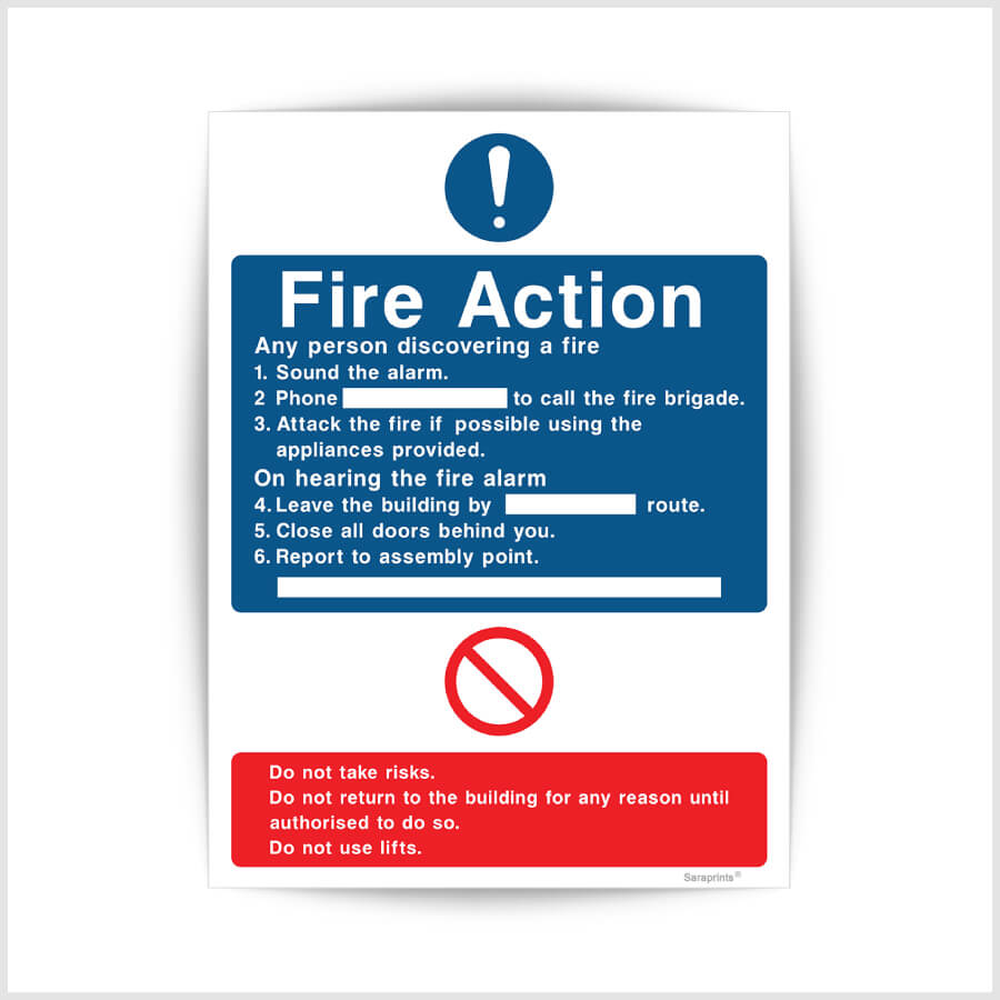 Fire Action Sign Sticker