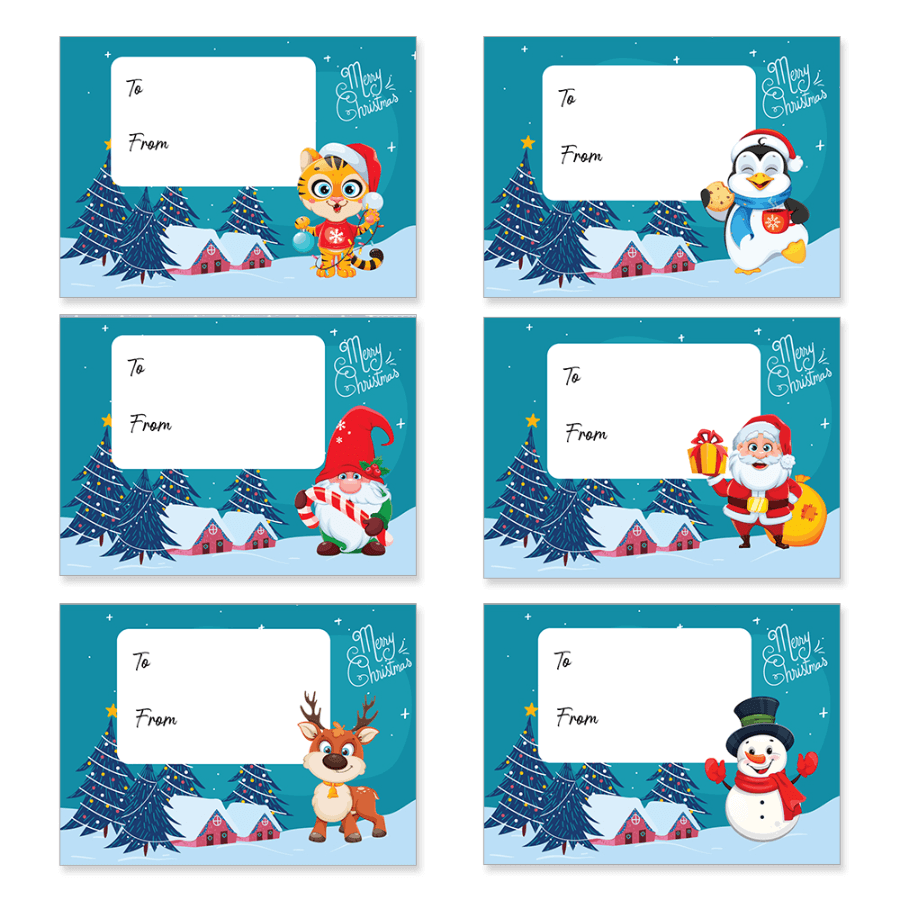 Festive gift labels for Christmas presents