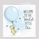 Baby boy welcome to the world card with cute blue theme