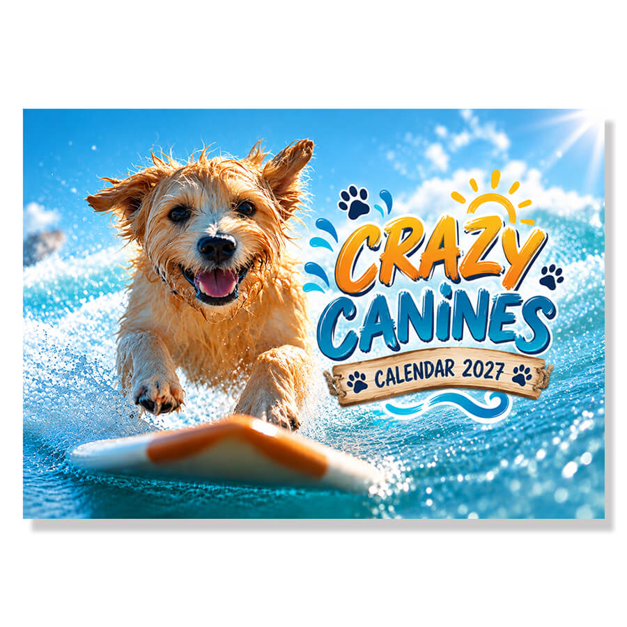 Crazy Canines Calendar 2027 A3 Dog Wall Calendar