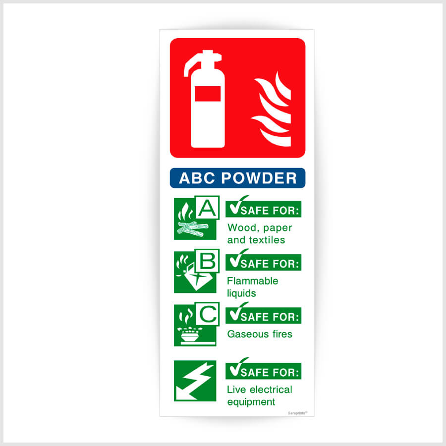 Fire Extinguisher ABC Powder Sign waterproof Sticker