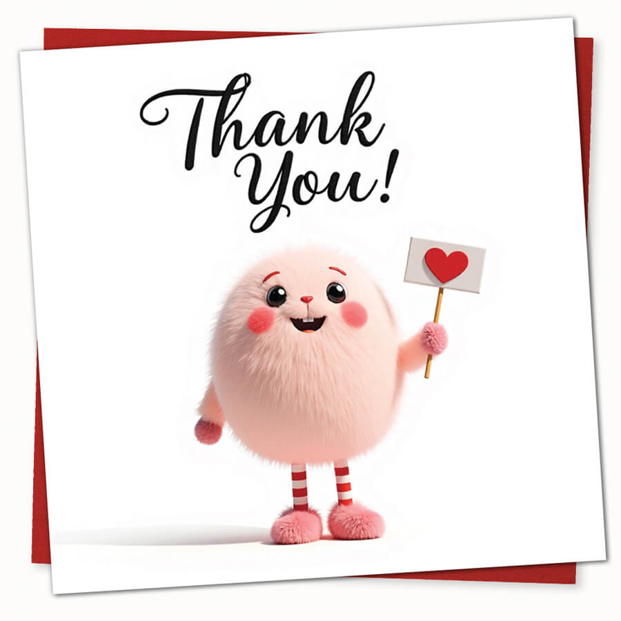 Thank you greeting card with envelope, FSC certified 145x150mm blank inside card