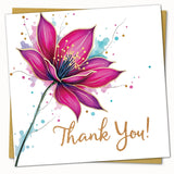 Pink Flower Thank You Card with Envelope Floral Design