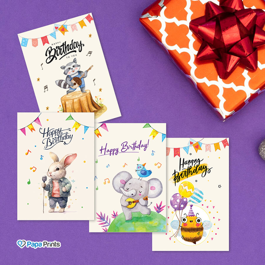 Birthday Cards with Musical Animals