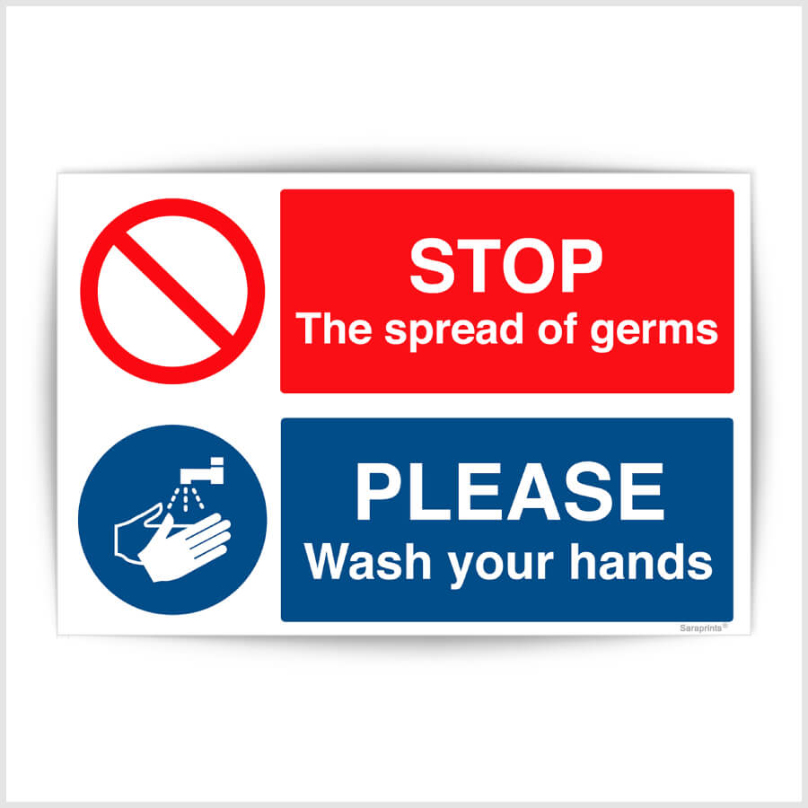 Stop Germs Wash Your Hands Sign sticker