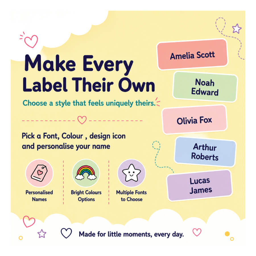 Stick On Clothing Name Labels - Plain