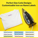 Size details for iron on label