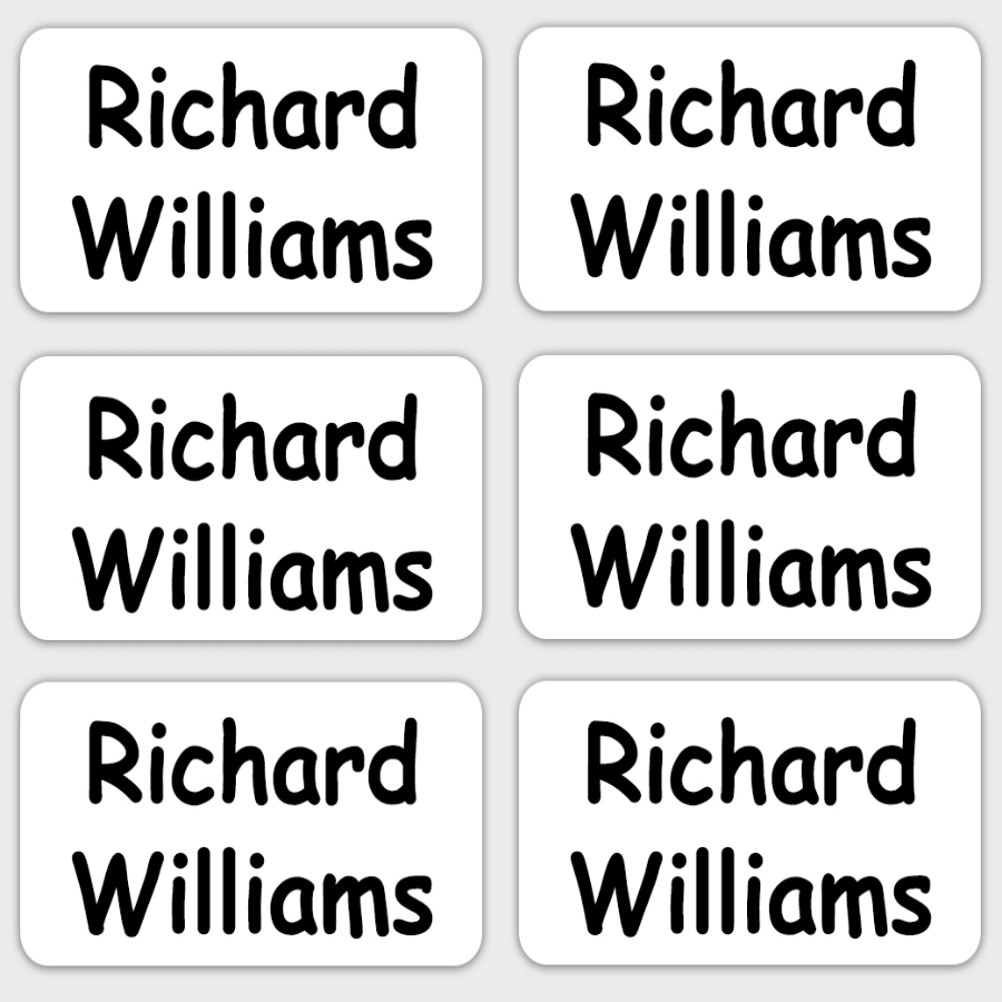 Stick on name labels for kids school items
