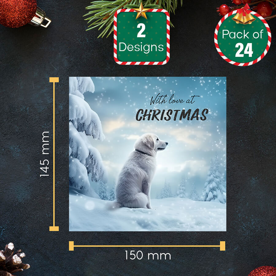 Pack of 24 Christmas cards from dogs
