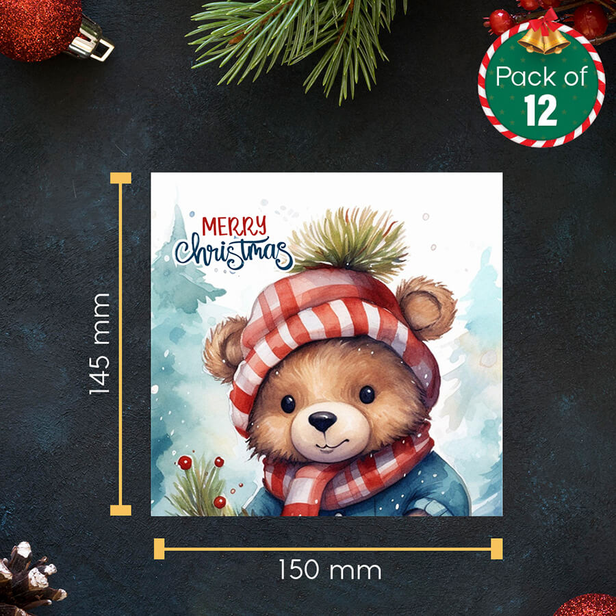 Adorable Christmas Card/ Teddy Bear Design Greeting/ Festive Teddy Xmas