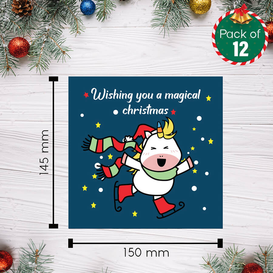 Unicorn Christmas card pack