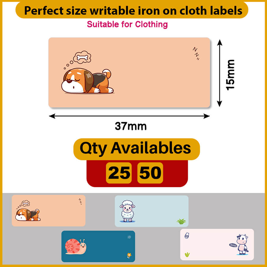 Iron-on labels for clothing