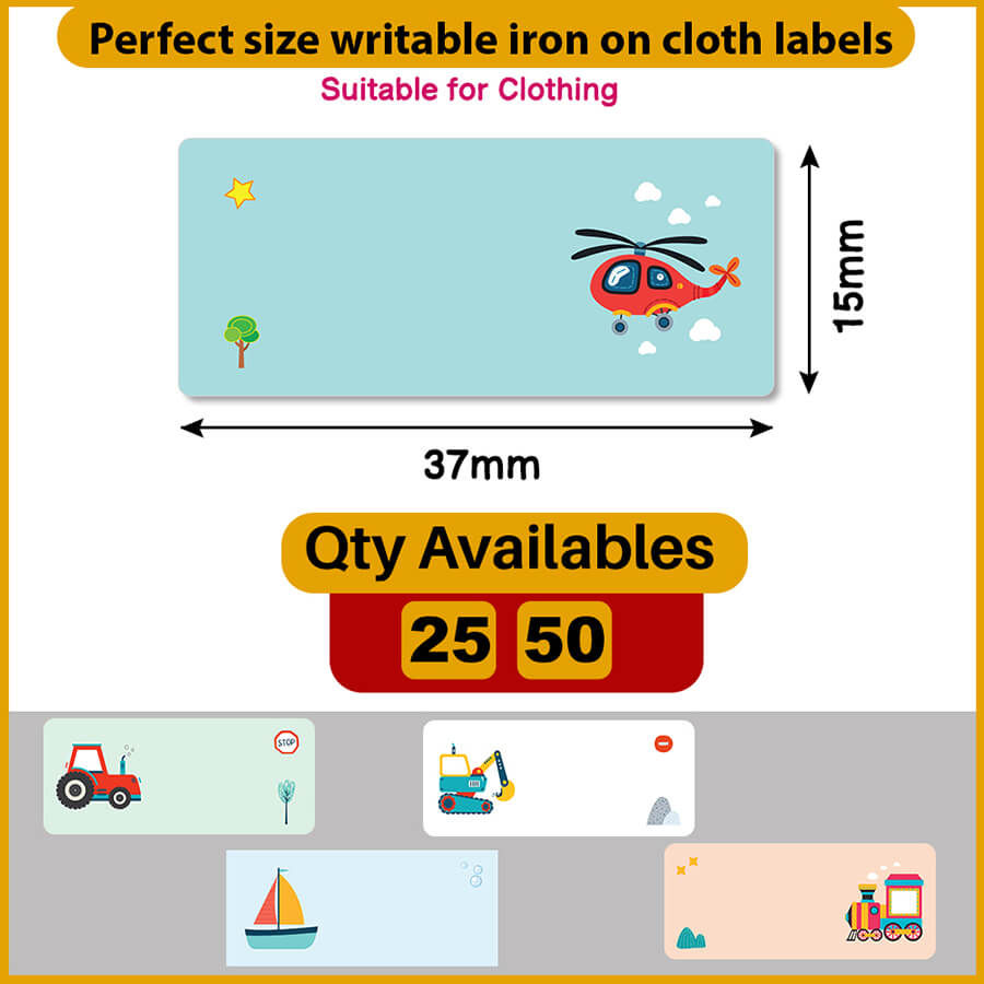 Iron-on name labels for kids clothes