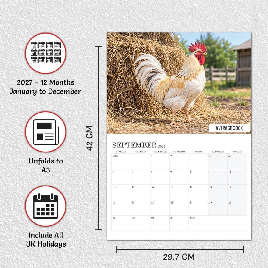 A3 Big Cocks Calendar 2027 for Adults