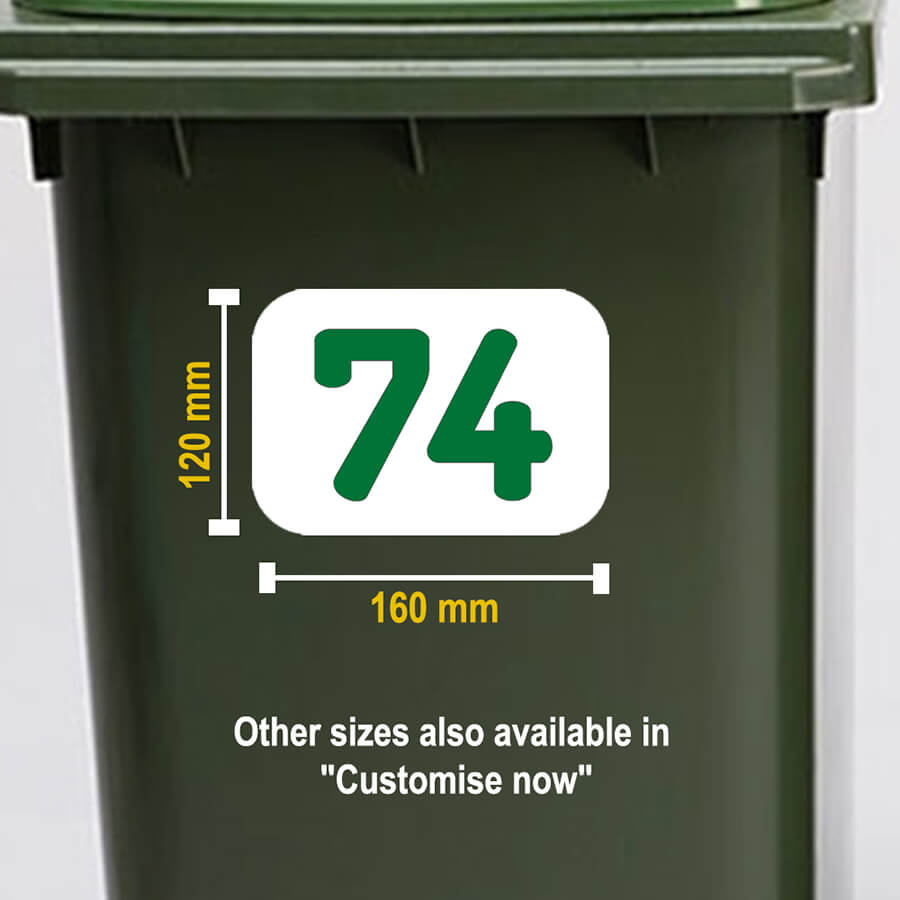 Personalised Wheelie Bin Identification Vinyl Stickers - Set of 4 Colors