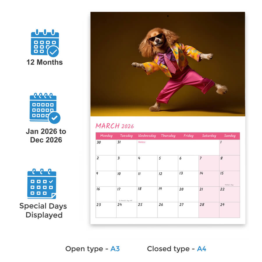 Dancing dog wall calendar