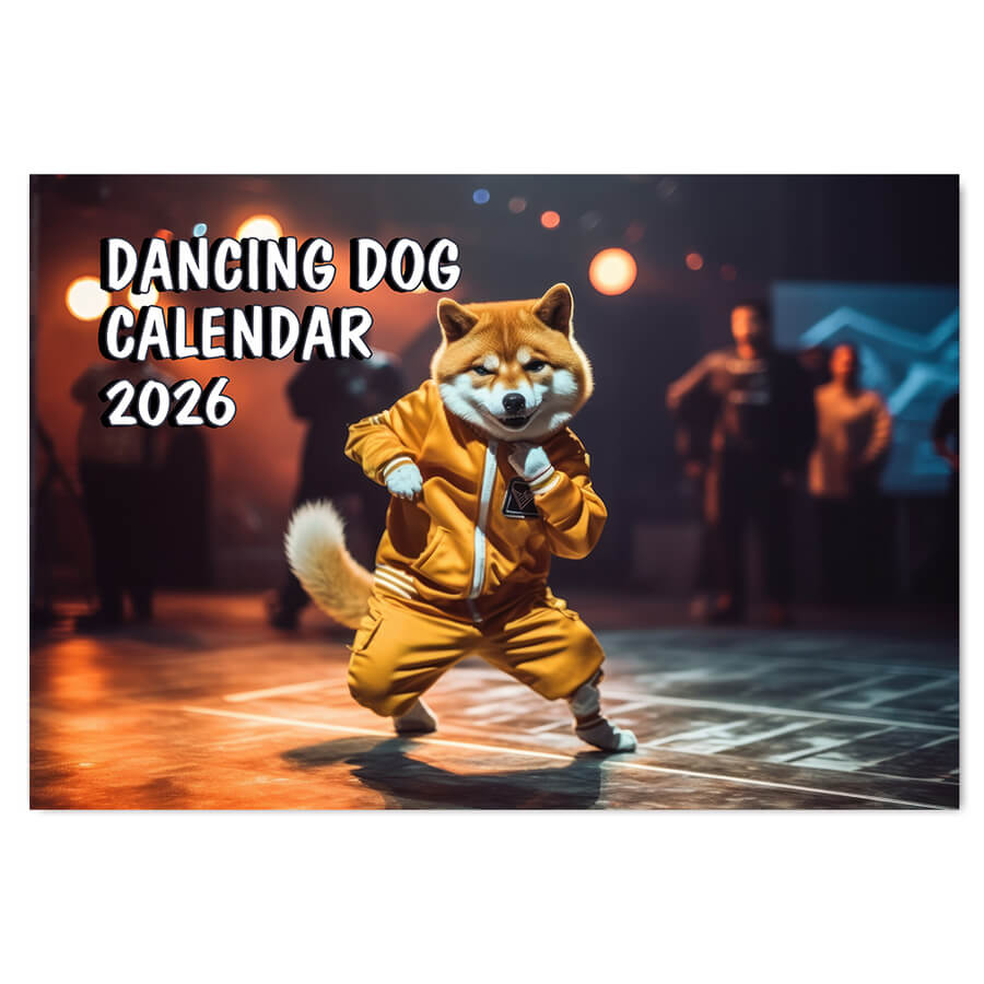 Dancing dog wall calendar 2026 